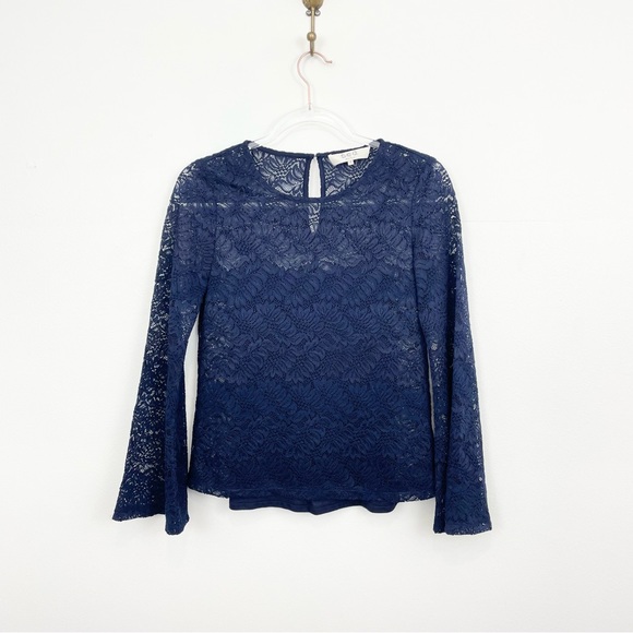 Sea New York Navy Lace Bell Sleeve Blouse - Picture 1 of 4